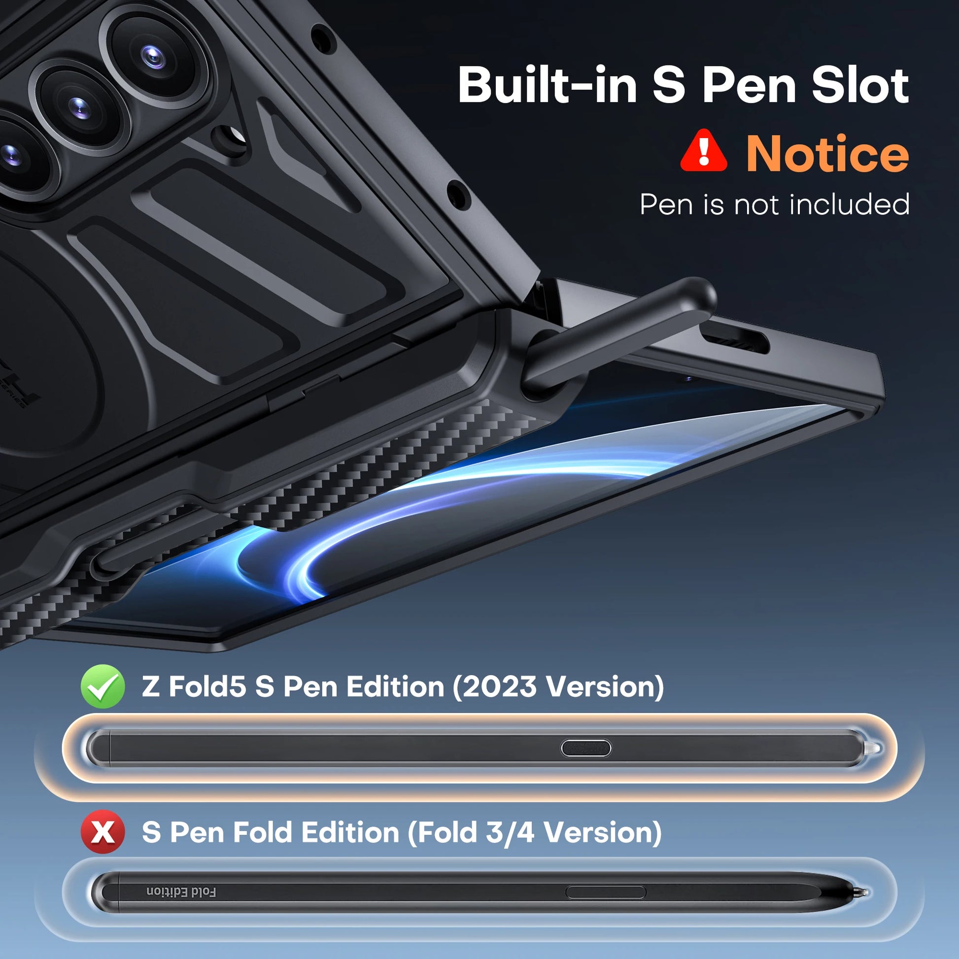 Magnetic Heavy Duty Case with S Pen Holder for Samsung Galaxy Z Fold 6