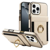 iPhone 16 Series Leather Wallet Case with Ring Holder and Vertical Card Holder