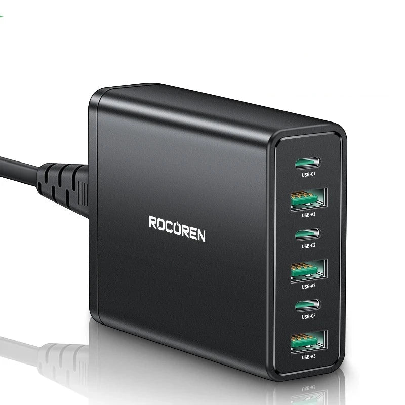 Rocoren 60W 6 in 1 Type C PD QC Fast Charging Desktop Charger