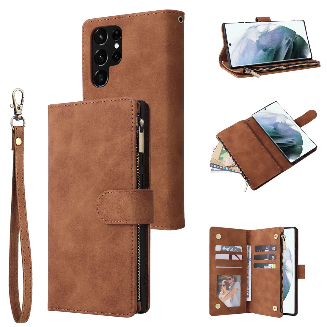 Zipper Card Slot Wallet Leather Case for Samsung Galaxy S23 Series