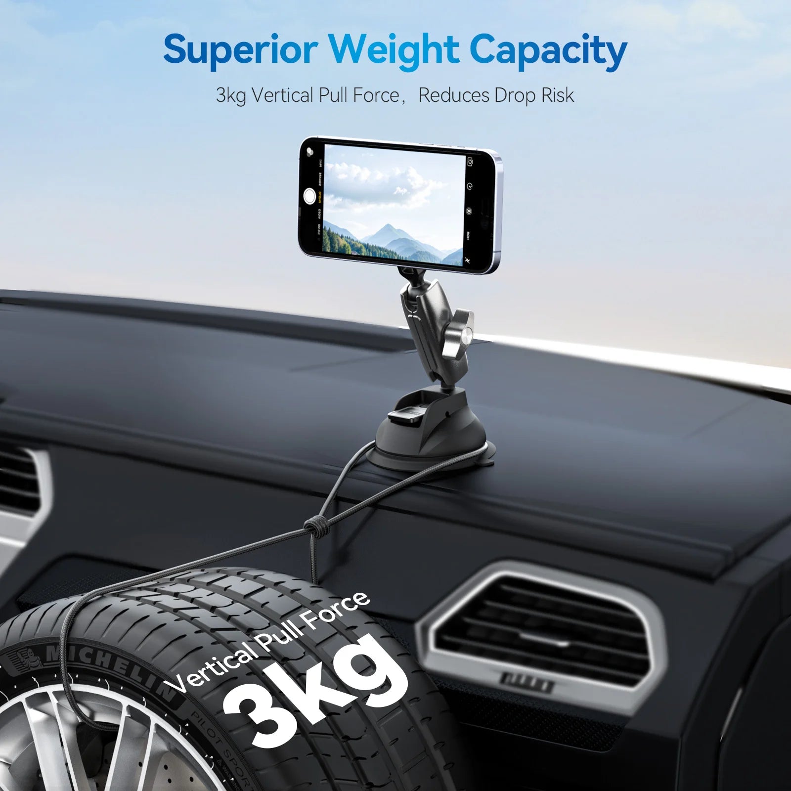 Magnetic Car Phone Holder with Suction Cup