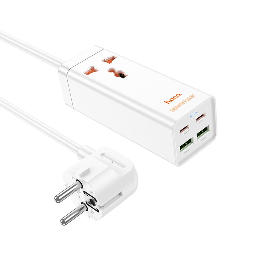 HOCO 65W GaN USB Desktop Laptop Charger with PD Fast Charging (2C2A) and 1 Socket Adapter
