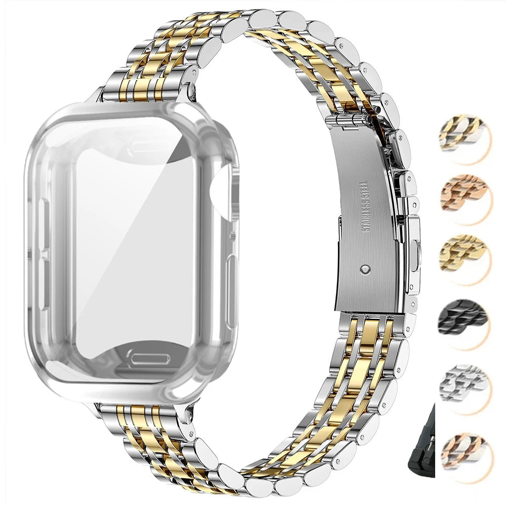 Slim Elegant Metal Strap and Protective Case for Apple Watch