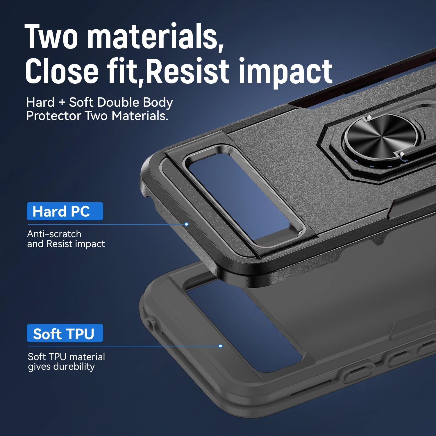 Magnetic Metal Ring Holder Armor Shockproof Phone Case for Google Pixel 8 Series