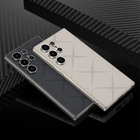 Electroplated Plain Leather Slim Case with Camera Protection for Samsung Galaxy S24 Ultra