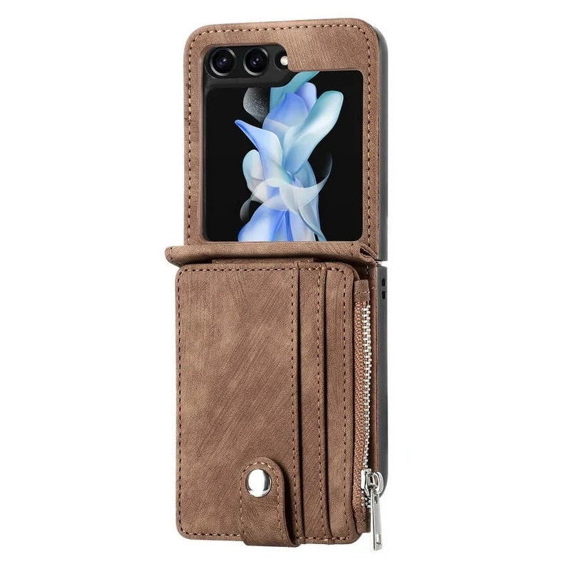 Luxury Zipper Card Wallet Case for Samsung Galaxy Z Flip 6 - Elegant Protection & Storage