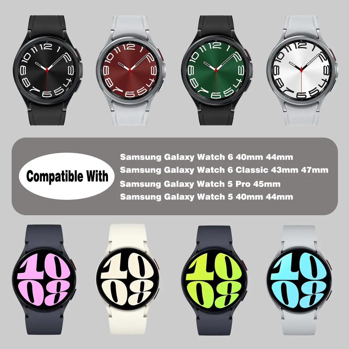 Leather and Silicone Bracelet Strap for Samsung Galaxy Watch 6 and Galaxy Watch 6 Classic