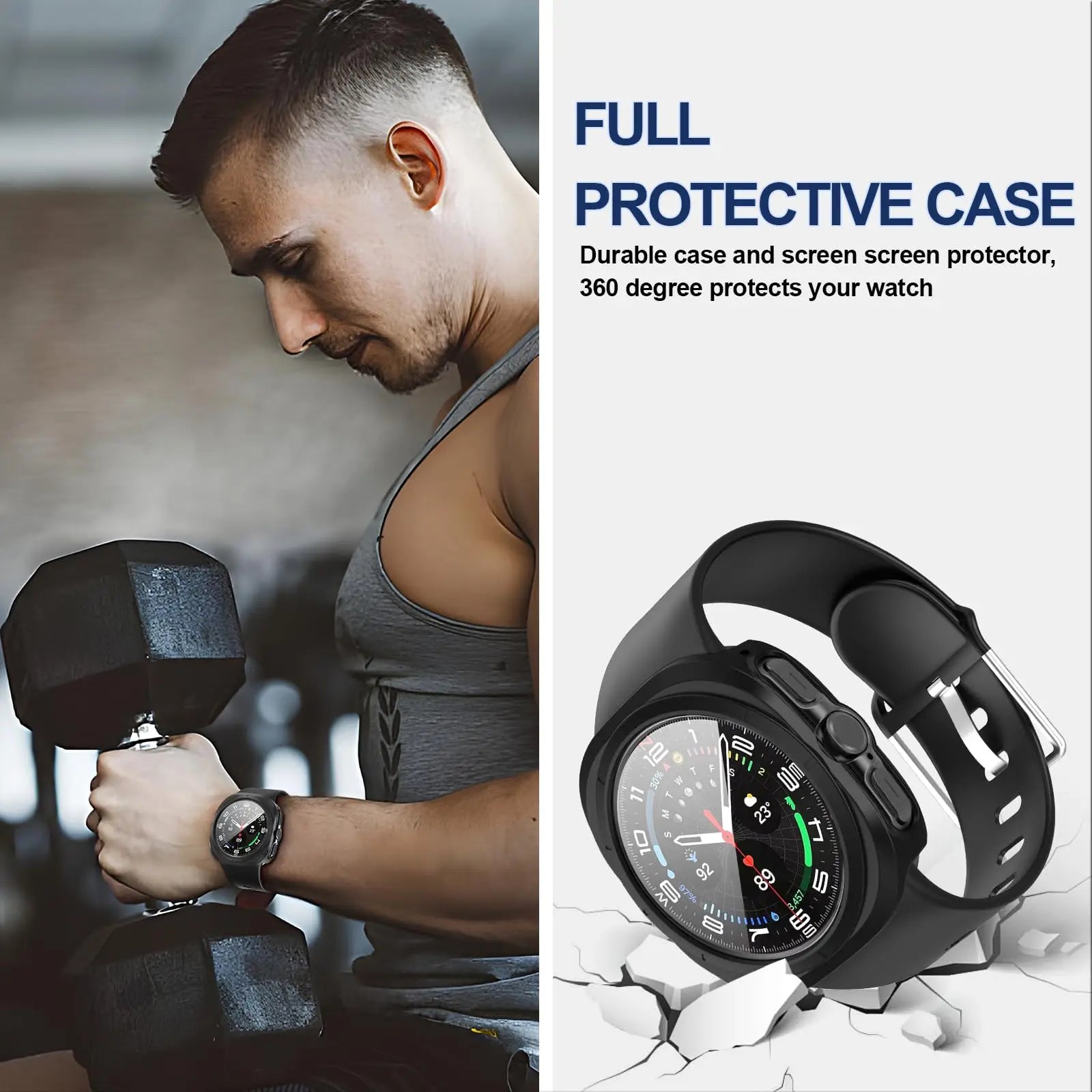 Tempered Glass Screen Protector + PC Bumper Case for Samsung Galaxy Watch Ultra