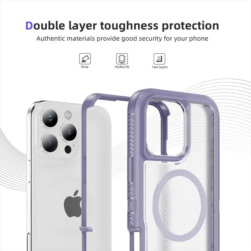 Shockproof Luxury Matte MagSafe Bumper Case with Invisible Stand for iPhone 16 Series