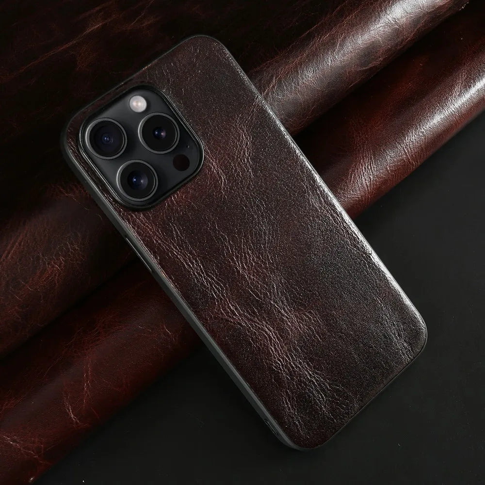 Luxury Genuine Leather Case for iPhone 15 Series