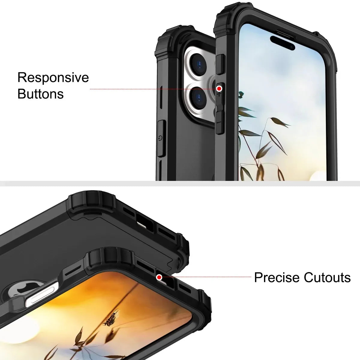 3-in-1 Heavy Duty Armor Shockproof Case for iPhone 15 Series