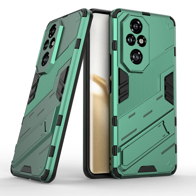 Punk Style Full Protection Armor Case with Kickstand Bracket for Honor 200 Series