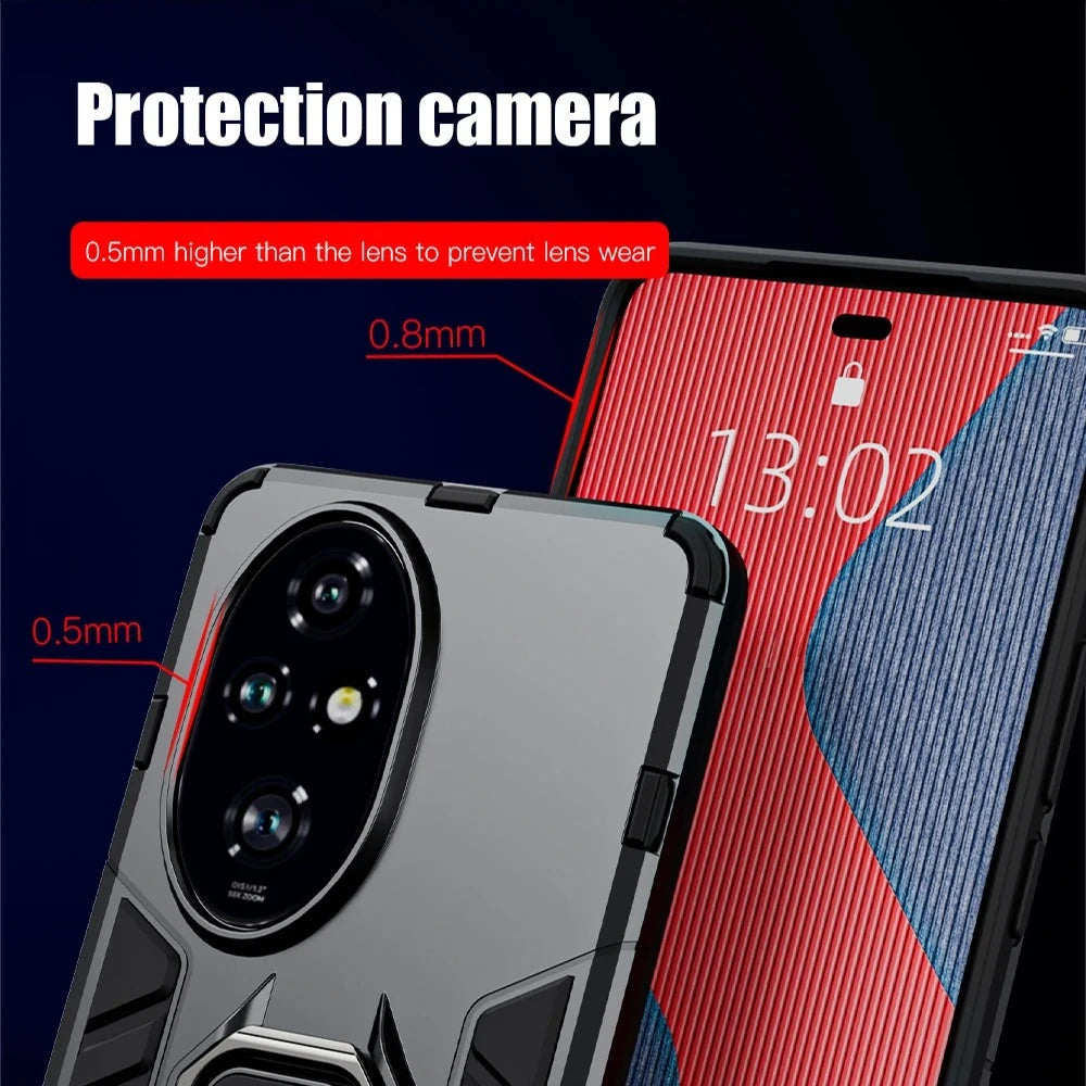 Shockproof Armor Case with Metal Ring Stand for Honor 200 Series