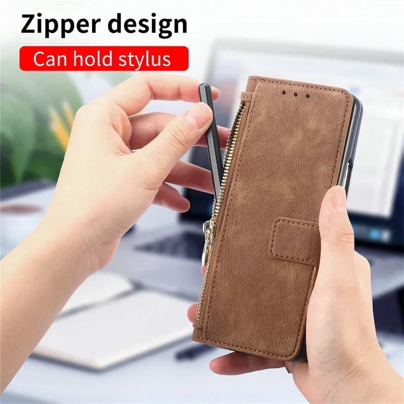 2-in-1 Magnetic RFID Zipper Leather Case for Samsung Galaxy Z Fold 6