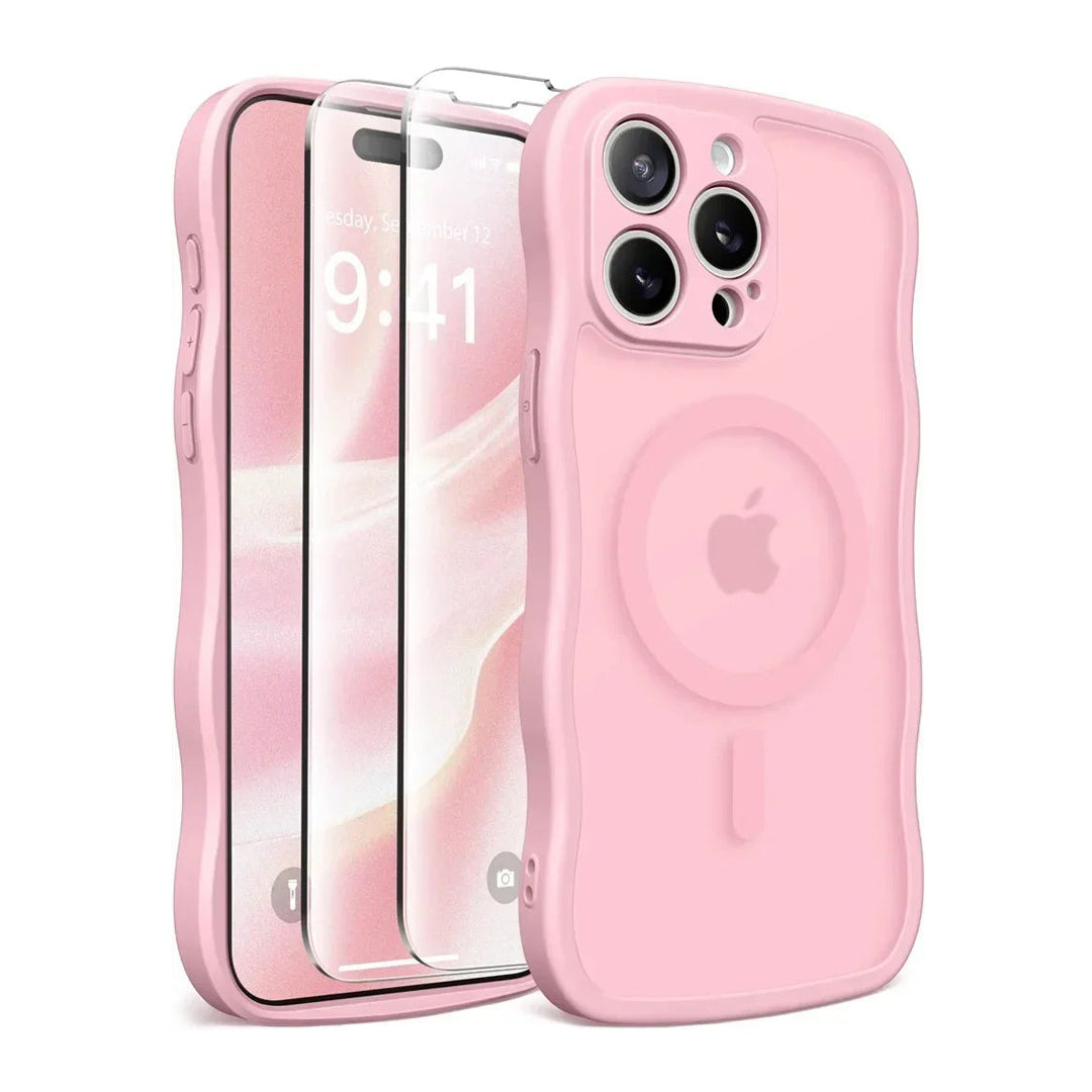 Shockproof MagSafe Case with Curly Frame Design for iPhone 15 Pro Max