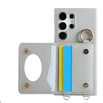 Crossbody Wallet Case with Card Slot & Mirror for Samsung Galaxy S25 Series