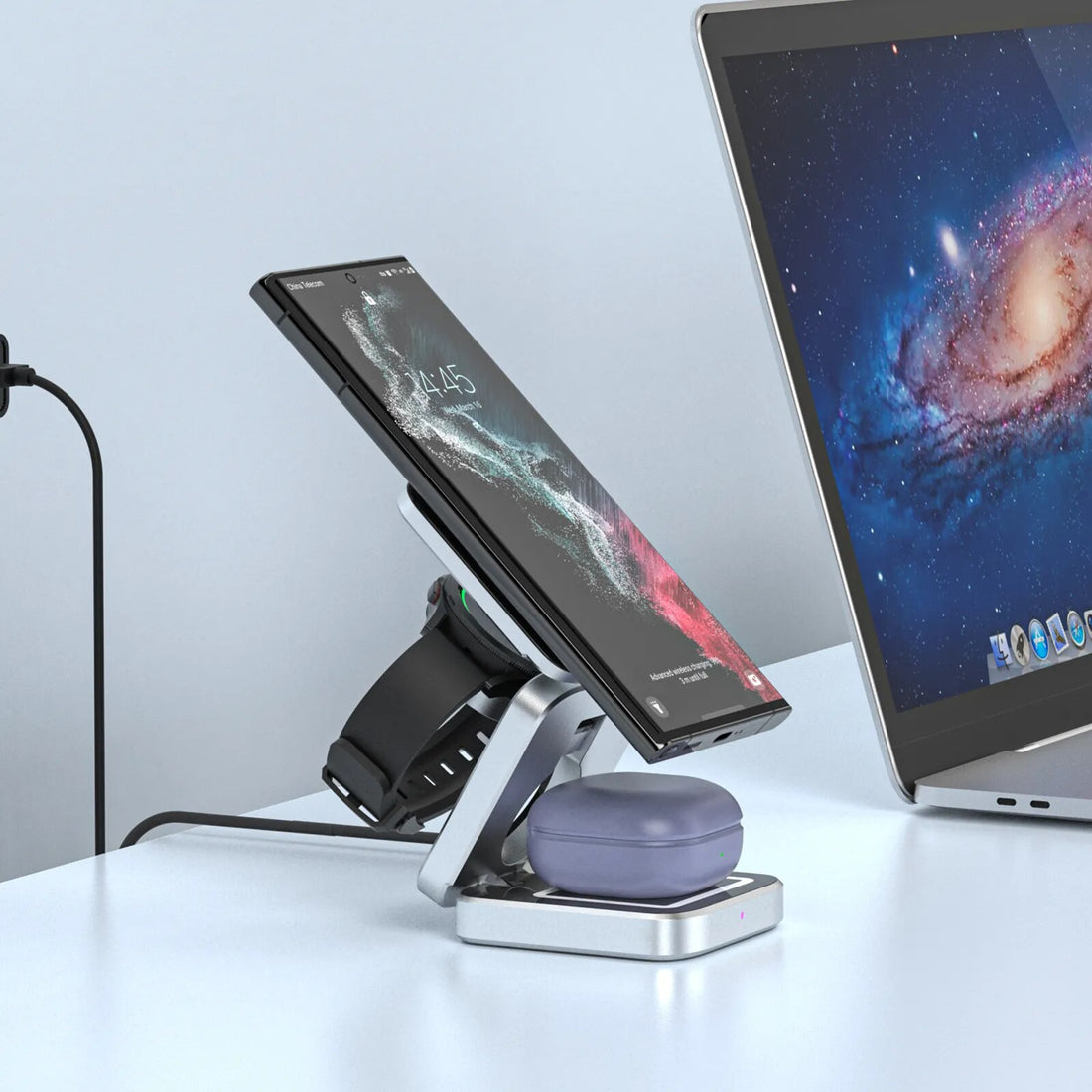 MOSHOU 3-in-1 Wireless Charging Station: Fast Charger Pad and Dock