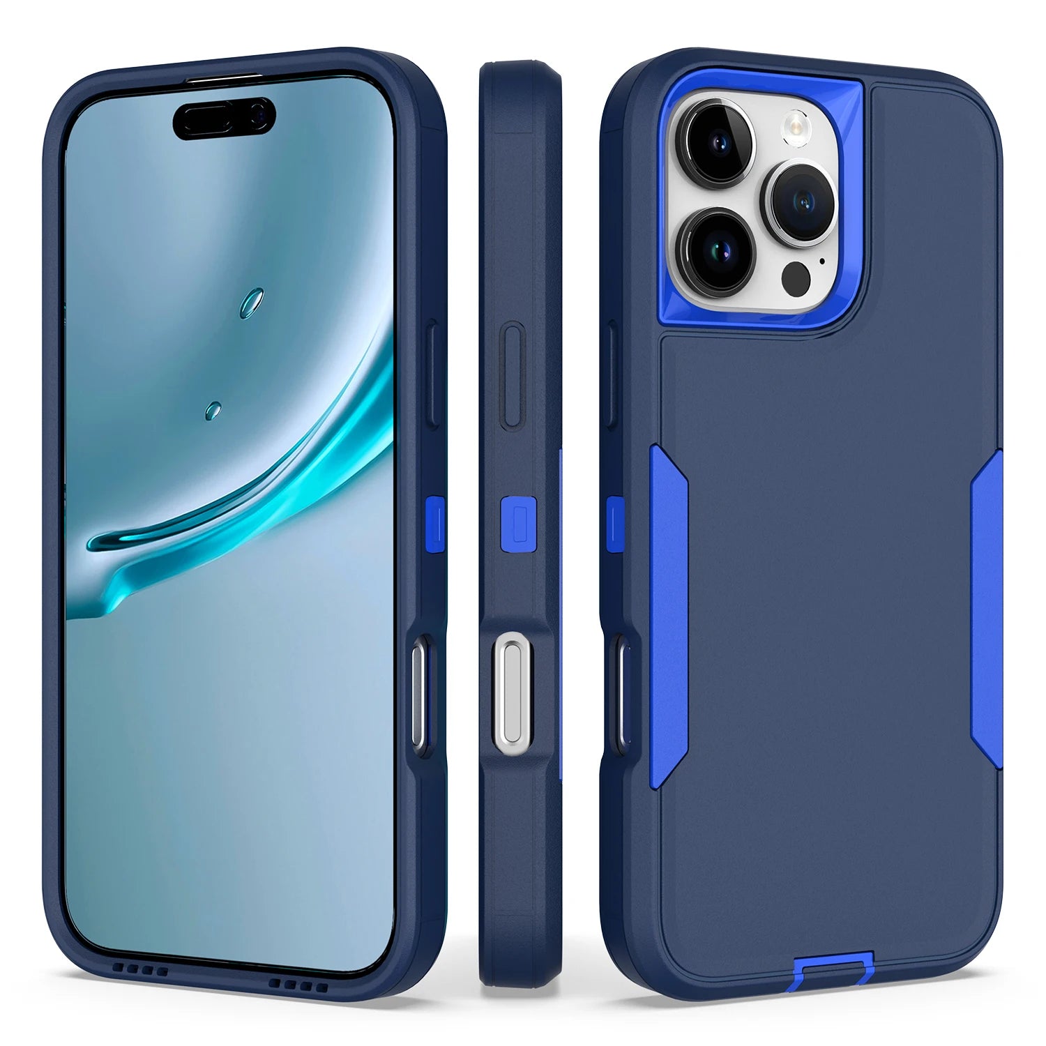 2-in-1 Shockproof Armor Case with TPU Frame and Plastic Back for iPhone 16 Series