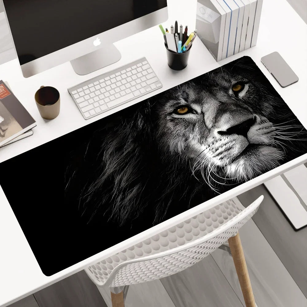 Lion Printed Black Keyboard Mousepad