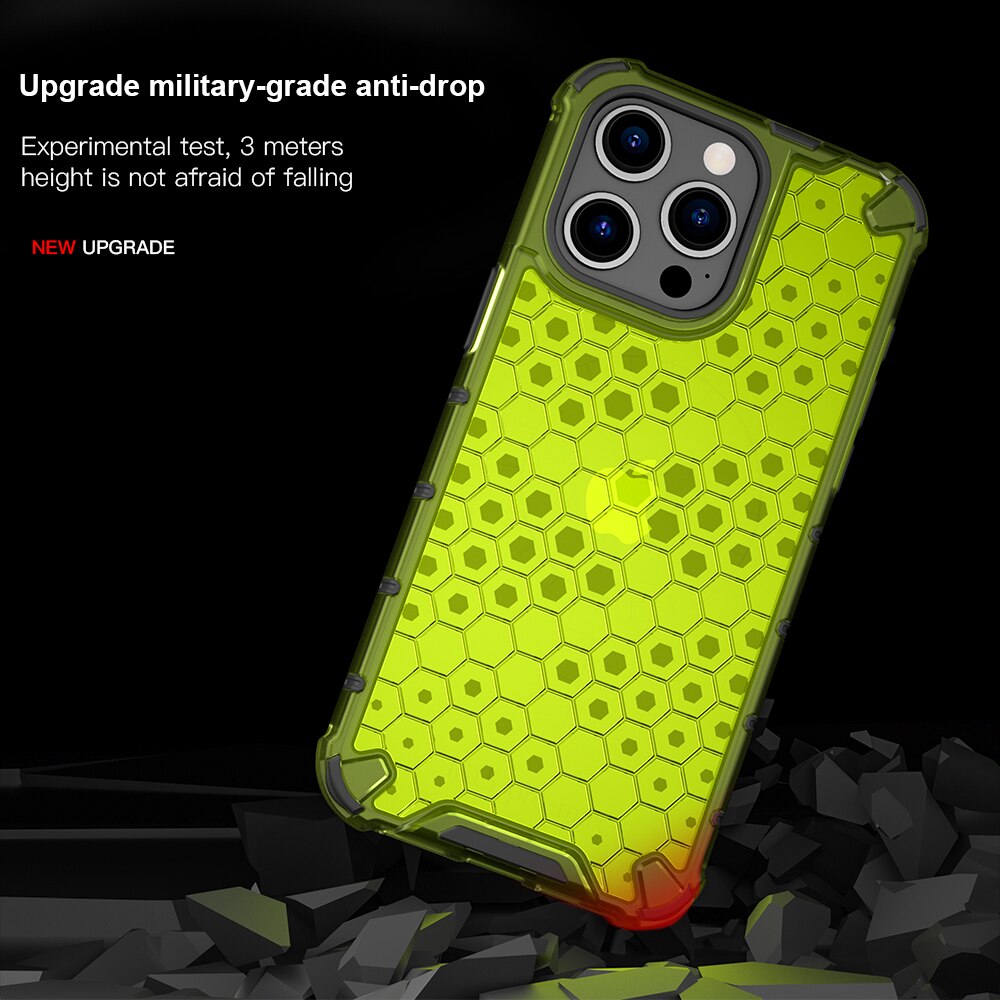 Shockproof Armor Silicone Honeycomb Phone Back Cover for iPhone 15 Series