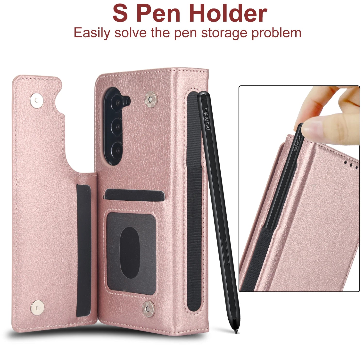 Premium Leather Double Buckle Card Slot Wallet Case for Samsung Galaxy Z Fold 5