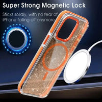 Glitter Transparent Magnetic Suction Wireless Charging Shockproof Phone Case for iPhone 15 Series