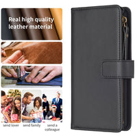 Magnetic Zipper Leather Wallet Case with Card Slots for Motorola Moto G73 5G