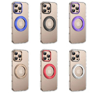 iPhone 16 Series Transparent Case with 360° Rotating Magnetic Bracket & Ring Holder