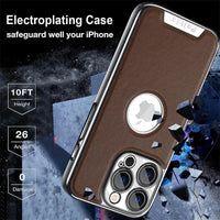 Electroplated Mech Leather Pattern Bumper Case for iPhone 15 Series