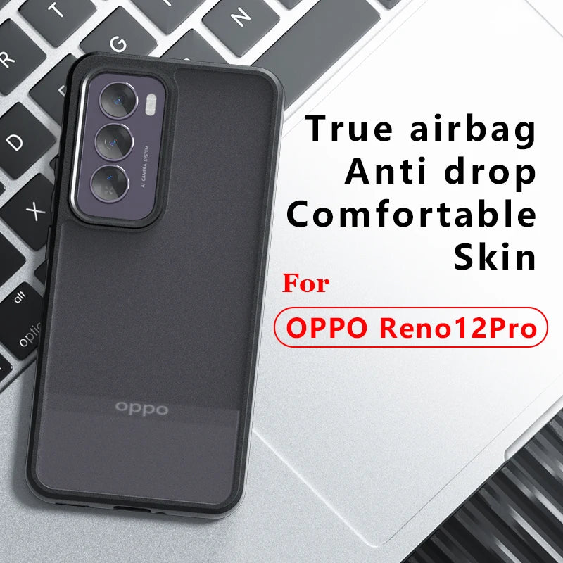 Shockproof Matte Frosted Skin Feel PC+TPU Transparent Case with Anti-fingerprint for OPPO Reno12 Series