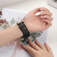 Glossy Floral Leather & Silicone Strap for Apple Watch - Elegant & Versatile