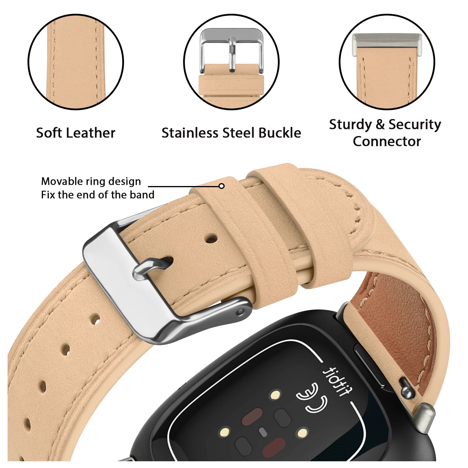 Genuine Leather Band for Fitbit Versa 4