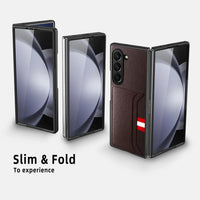 Matte Leather Luxury Case with Card Pocket for Samsung Galaxy Z Fold 5