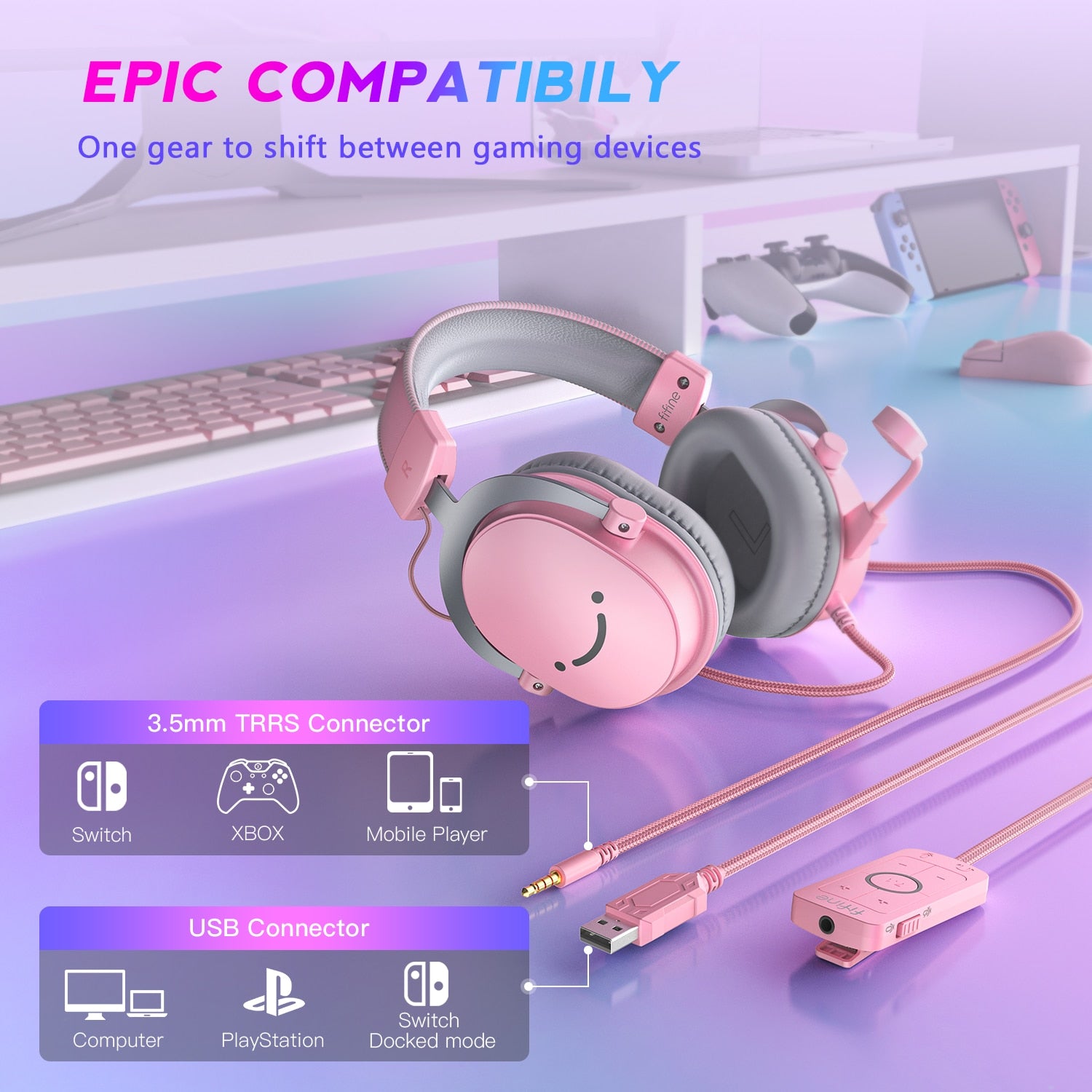 FIFINE Ampligame H9P Gaming Headset with 7.1 Surround Sound