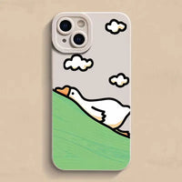 Cartoon Duck Silicone Case with Lens Protection Soft Back for iPhone 15 Series