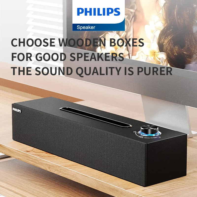 Philips SPA3808 Portable Desktop Speaker - Compact Sound with Powerful Performance