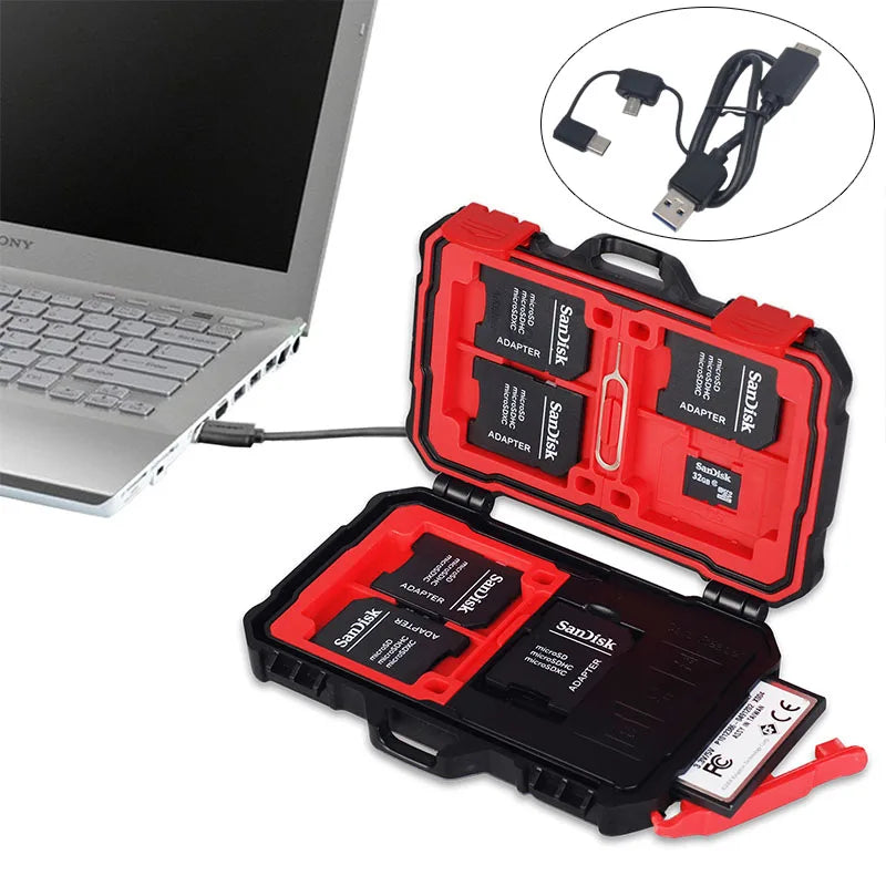 13-Slot Portable SD & Micro SD Memory Card Case