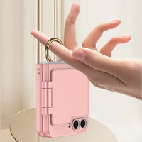 Shockproof Hard Shell Ring Holder Phone Case with Mirror Back Screen Protection for Samsung Galaxy Z Flip 6