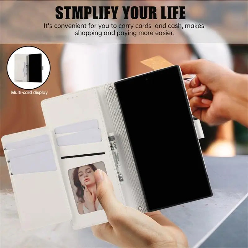 Leather Crossbody Wallet Stand Flip Shell Phone Case for Samsung Galaxy S24 Series