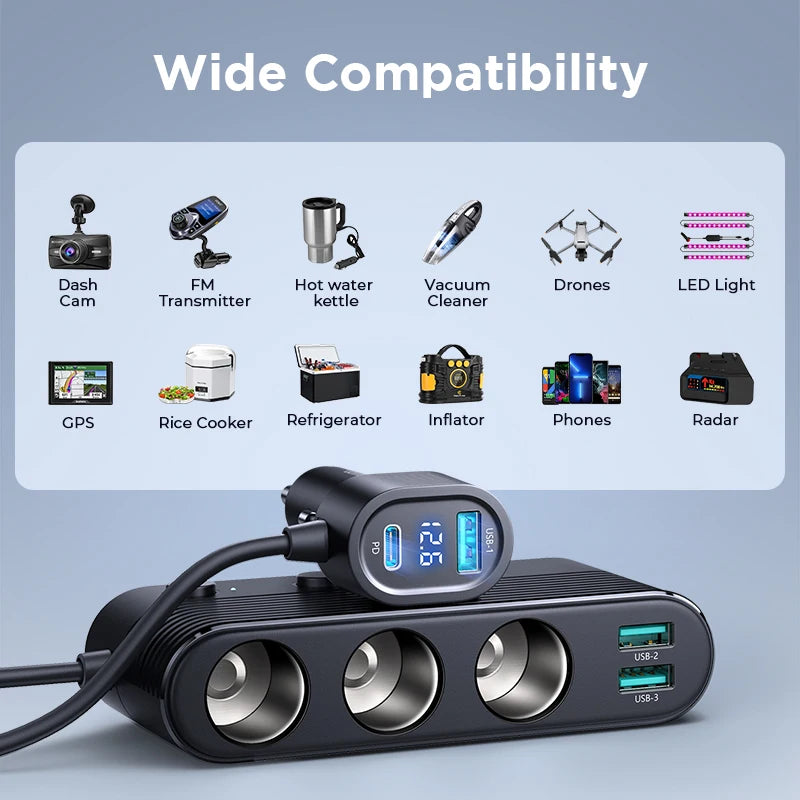 Joyroom 7 in 1 39W Fast PD Car Charger Adapter