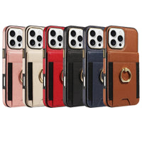 iPhone 16 Series Leather Wallet Case with Ring Holder and Vertical Card Holder