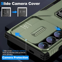 Shockproof Slide Push Window Metal Ring Holder TPU Frame Plastic Back Case for Samsung Galaxy S23 Series