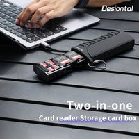 12-Slot Camera SD & TF SIM Card Memory Card Storage Case with Reading Function