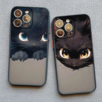 Adorable Black Cat Cartoon Phone Case for iPhone 15 Series