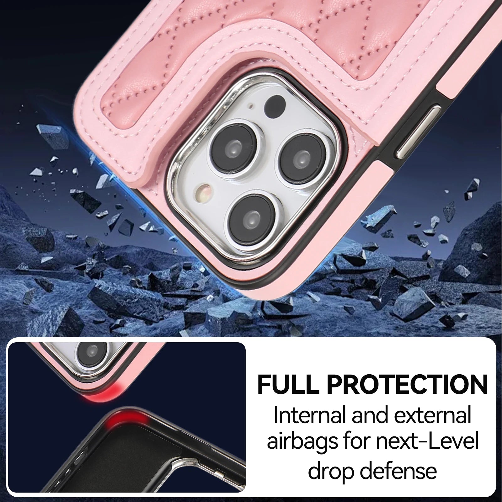 Crossbody Wallet RFID Leather Case with Ring Holder and Card Slot for iPhone 15 Series