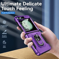 Plastic Hard Shell Shockproof Phone Case with Ring Holder for Samsung Galaxy Z Flip 6