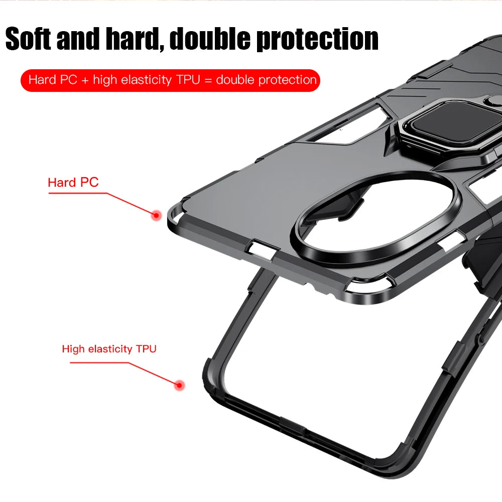 Shockproof Armor Case with Metal Ring Stand for Honor 200 Series