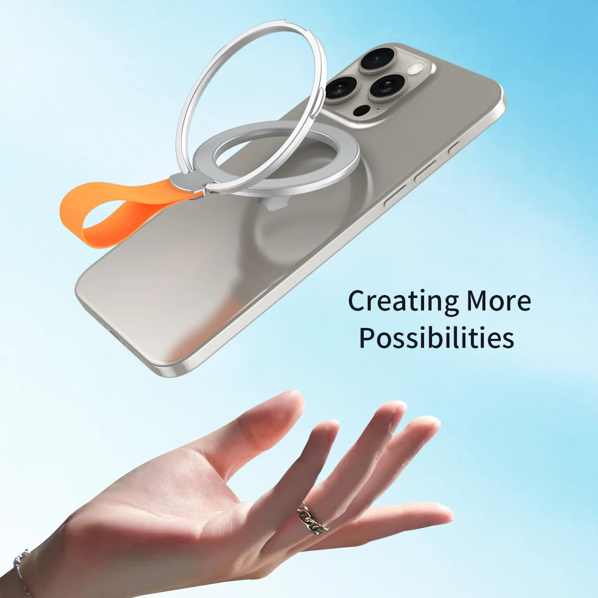 Magnetic Mobile Phone Holder with Strap Bracket for Apple MagSafe