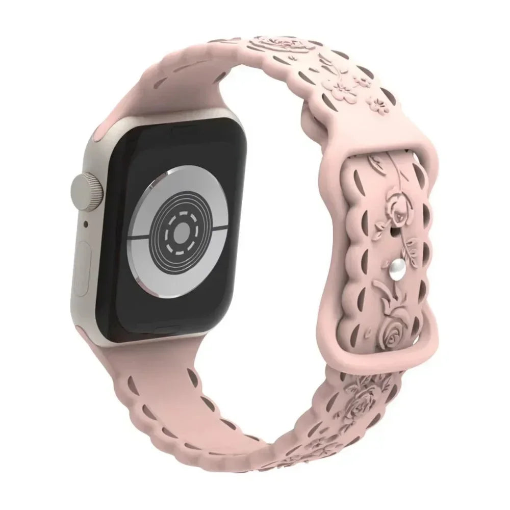 Silicone Floral Engraved Strap for Apple Watch