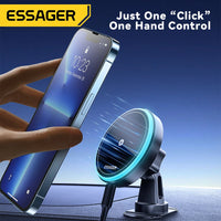 Essager Magnetic 15W Wireless Car Charger & Phone Holder with LED Light